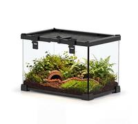 NEPTONION 12"x8"x8" Reptile Terrarium, Escape-Proof Glass Terrestrial Vivarium for Hatchling Snakes Such as Corn Snakes, with Escape-Proof Lock & Feeding Hatch