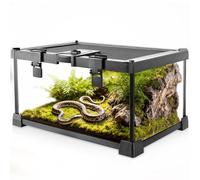 NEPTONION Mini Reptile Glass Terrarium Vivarium 12'' x 8'' x 6'' Full View Tank Small Amphibians Glass Habitat Cage with Feeding Slot & Box Lock Buckle