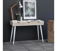 Neptun Office Desk - 3 Drawer - White and Sonoma Oak