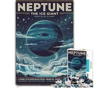 Neptune The Ice Giant Poster Wooden Adult Puzzle 1000 Pieces | For adults: Jigsaw Puzzle - group puzzle activity with quiet evening activity.