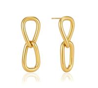 NEPULOY Chunky Two Tone Gold Paperclip Link Dangle Drop Earrings for Women
