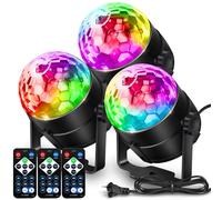 NEQUARE Disco Ball DJ Party Lights Sound Activated with Remote Control Strobe Lamp 7 Modes Stage Light for Home Room Dance Parties Karaoke Halloween Christmas Birthday Decorations[3-Pack]