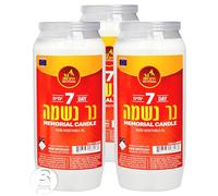 Ner Mitzvah 7 Day Yartzeit Candle - 3 Pack Kosher Yahrtzeit Memorial and Yom Kippur Candle in Plastic Holder