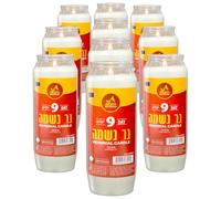 Ner Mitzvah 9 Day Yartzeit Candle - Pack of 10 - Kosher Yahrtzeit Memorial and Yom Kippur Candle in Plastic Holder