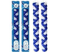 Ner Mitzvah Braided Havdalah Candle - 2-Pack - Blue and White Paraffin Wax - Handcrafted Havdallah Candle - Shabbat Judaica Gift