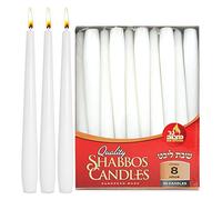 Ner Mitzvah Classic White Taper Candles - 25 cm - 30 Bulk Pack - for Shabbat, Dinner Tables, Restaurants, Ceremonies and Emergency - 8 Hour Burn Time