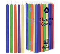 Ner Mitzvah Colorful Long Chanukah Candles - Standard Size Hanukkah Candles - Premium Quality Wax - Assorted Colors - 45 Count for All 8 Nights of Hanukkah