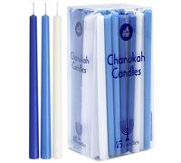 Ner Mitzvah Long Chanukah Candles - Standard Size Hanukkah Candles - Premium Quality Wax - Blue and White - 45 Count for All 8 Nights of Hanukkah