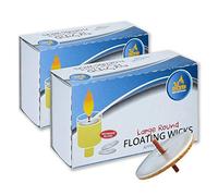 Ner Mitzvah Round Floating Wicks - 100 Count (Approx.), Large Cotton Wicks and Cork Disc Holders For Oil Cups - Bonus Wick Removal Tweezers