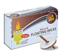 Ner Mitzvah Round Floating Wicks - 50 Count (Approx.), Cotton Wicks and Cork Disc Holders For Oil Cups - Bonus Wick Removal Tweezers