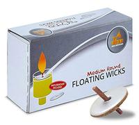 Ner Mitzvah Round Floating Wicks - 50 Count (Approx.), Medium Sized Cotton Wicks and Cork Disc Holders For Oil Cups - Bonus Wick Removal Tweezers