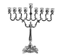 Ner Mitzvah Silver Plated Candle Menorah - Fits All Standard Hanukkah Candles - Curved Branches, 18 cm High x 16 cm Wide