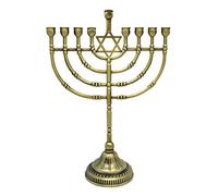 Ner Mitzvah Traditional Bronze Candle Menorah Chanukah Candles - Traditional Rounded Branches - Hanukkah Menorah