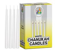 6 Pack White Chanukah Candles - Standard Size Fits Most Menorahs - Premium Quality Wax - Bulk for All 8 Nights of Hanukkah - Ner Mitzvah
