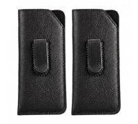 Nerciony 2-Pack Slim Glasses Case for Women Men, Soft Leather Flat Sunglasses Case with Clip, Thin Eyeglasses Pouch Bag Cover, Portable Spectacle Cases for Travel Office Home 16x6.5cm Black