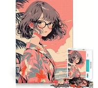 Nerd Anime Girl 1000 Piece Jigsaw Puzzle for Teenagers Logic Sense Toy Quiet Hobby Smooth Edge Unique Gift (38x52cm)