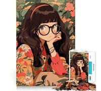 Nerd Anime Girl 1000 Pieces Jigsaw Puzzles for Adults Brain Workout Toy Stress Free Art Assembly Festival Gift (38x26cm)