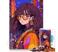 Nerd Anime Girl Hard Jigsaw Puzzle for Adults 1000 Pieces Brain Skill Together Fun Exact Edge Creative Gift (50x75cm)