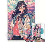 Nerd Anime Girl Jigsaw Puzzles 1000 Piece for Adults Smart Game Stress Free Pattern Assembly Warm Surprise (50x75cm)