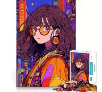 Nerd Anime Girl Teenagers Puzzles 1000 Piece Jigsaws Smart Game Calming Play Pattern Assembly Lovely Present (38x26cm)
