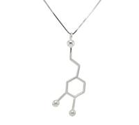 Nerd gifts for women-Dopamine Necklace| Minimalist jewelry molecule necklace| Modern dopamine necklace| White Gold pleated chemistry gifts silver| Chain necklace for women| (18)