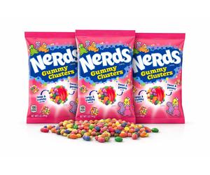 Nerds Gummy Clusters Candy - 3 x 141g Peg Bags - American Sweets