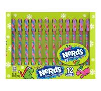 Nerds Holiday Candy Canes, Christmas Stocking Stuffers for Kids, Grape, 5.3 Oz, 12 Count