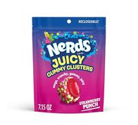 NERDS Juicy Gummy Clusters, Strawberry Punch, Juicy and Gummy Candy, 1 Stand Up Bag, for Snacking and Sharing, 7.15 oz