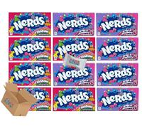 Nerds Theatre Box Bundle: 6 x Rainbow 5oz + 6 x Grape & Strawberry 5oz (12x141g) Tiny, Tangy, Crunchy Candy Boxed Treatz
