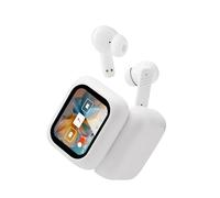 NerdTech Touch Screen Earbud - Wireless Bluetooth 5.4 Earbuds Noise Cancelling Touchscreen Earbuds - Digital Display Headset Ideal for Sports Earphones - Waterproof Bluetooth Earbuds (White)
