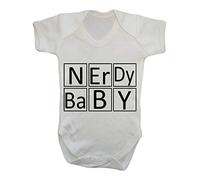 Nerdy Baby Periodic Table Style Baby Grow Vest, 6-12 Months, White