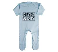 Nerdy Baby Periodic Table Style Baby Romper Jumpsuit with feet, 3-6 Months, Pastel Blue