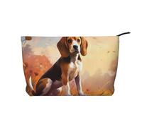 Nerdy Beagle Women's corduroy cosmetic bag, portable zipper hand-held wallet, suitable for travel and daily storage of cosmetics,