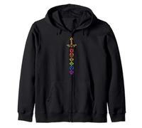 Nerdy Dice Set Collector Sword LGBT Pride D20 Zip Hoodie