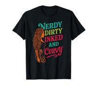 Nerdy Dirty Inked and Curvy - Tattooed Bookish Love T-Shirt