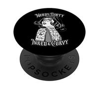 Nerdy Dirty Inked & Curvy Book Lover Tattoo Pop Art Girl PopSockets Swappable PopGrip
