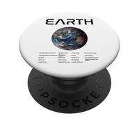 Nerdy Earth Astronomy Science Planets Solar System Facts Blk PopSockets Adhesive PopGrip