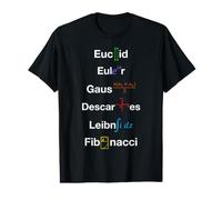 Nerdy Math Euclid Euler Gauss Descartes Leibniz Fibonacci Value Graphic T-Shirt