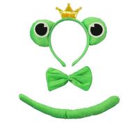 Nereds 3pcs Frog Costume Set Crown Frog Ears Headband Bow Tie Tail Prince Princess Frogs Costume for Fancy Dress Party Prop Cosplay Accessories