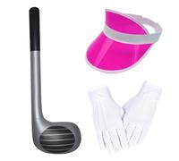 Nereds 3Pcs Inflatable Golf Club Golf Visor Hat Short Gloves Sun Visor Costume Accessories for Party Festivals Raves 80s Fancy Dress