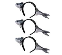 Nereds 3pcs Plush Fish Hair Band Disguise Headband Halloween Costume Hair Accessory for Women, All Ages, Grey