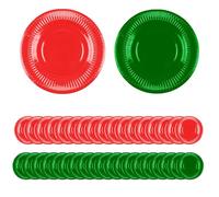 Nereds 40pcs Christmas Paper Plates Red Green Plates Round Dinner Plate for Birthday, BBQs, Christmas, Picnic, Kids Shower Party Supplies