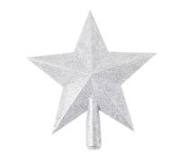 Nereds Glittered Star Christmas Tree Topper Plastic Star Treetop Holiday Treetop Shatterproof Star Ornament for Christmas Party Home Decoration (silver)