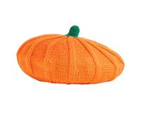 Nereds Pumpkin Knit Berets Cap Halloween Thanksgiving Knit Beanie Cap Winter Warmer Crochet Ski Cap for Baby Mother Adult Halloween Christmas Orange (Kid)