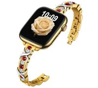 Nereides Brilliantly Colorful Band Compatible with Apple Watch Straps 42mm 41mm 40mm 38mm, Bling Diamond Bracelet Band for iWatch Series 11/10/9/8/7/6/5/4/SE/SE2/SE3/3/2/1 (Gold)