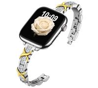 Nereides Brilliantly Colorful Band Compatible with Apple Watch Straps 42mm 41mm 40mm 38mm, Bling Diamond Bracelet Band for iWatch Series 11/10/9/8/7/6/5/4/SE/SE2/SE3/3/2/1 (Silver)