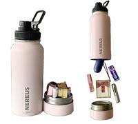 NEREUS Water Bottle with hidden/secret compartment - thermal lined for hot and cold drinks (Seashell Pink)