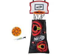 NERF Basketball Hoop Hamper - Laundry Layup Over the Door Basket + Shooting Target - Mini Hoop Hamper + Basketball Set
