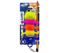 Nerf Cat 6in Soft TPR LED Caterpillar with Wand Cat Toy -Green-Pink-Orange-Yellow-Blue and Orange/Black