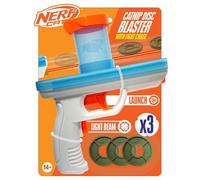 Nerf Cat Catnip Blaster with 3 Discs and Laser Pointer, 7.88-Inch Interactive Toy for Cats, White/Blue/Orange